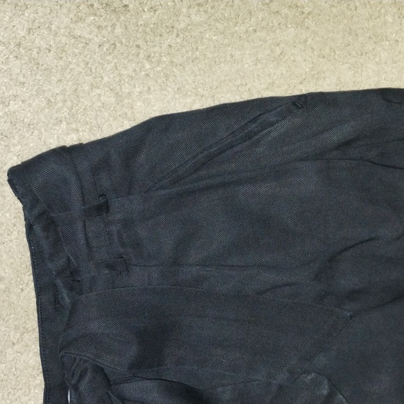 H&M Conscious Women's Black High-Rise Belted Linen Crop Pants - Picture 5 of 9